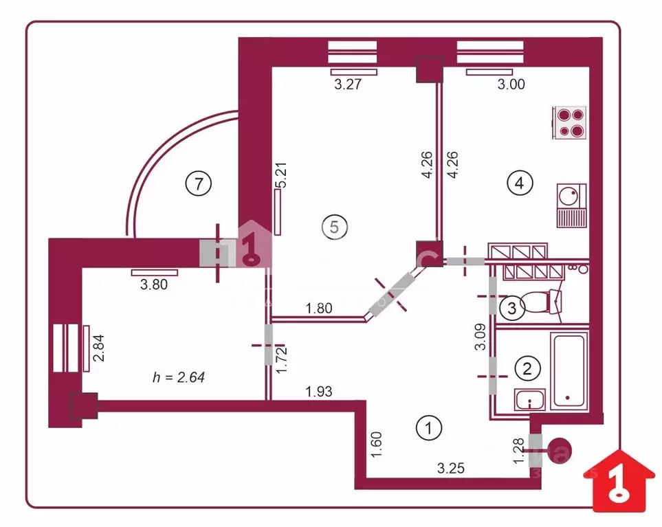 2-к кв. Омская область, Омск просп. Комарова, 17К3 (58.0 м) - Фото 2