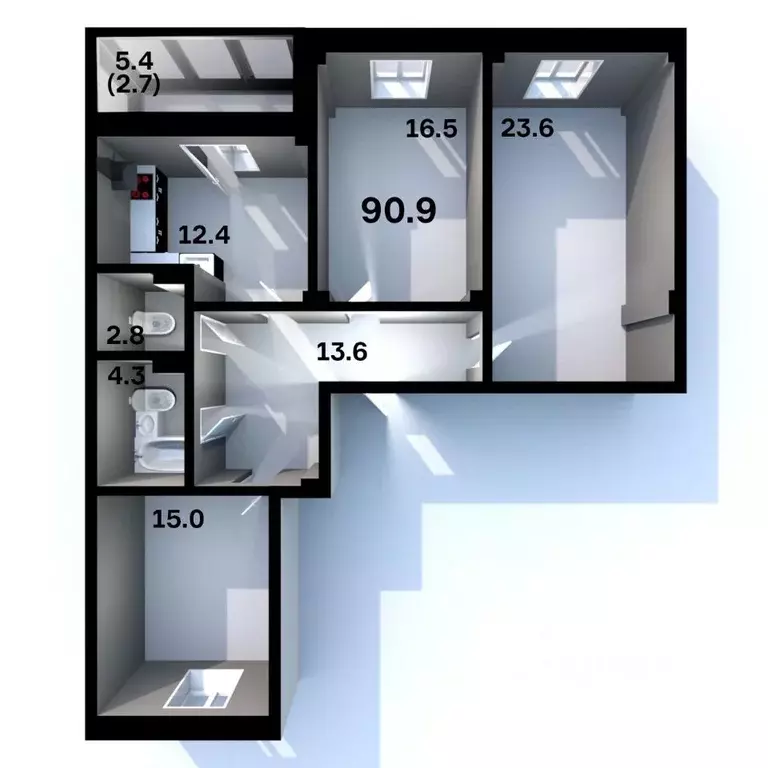 3-к кв. Псковская область, Псков Пароменская ул., 28 (90.9 м) - Фото 1