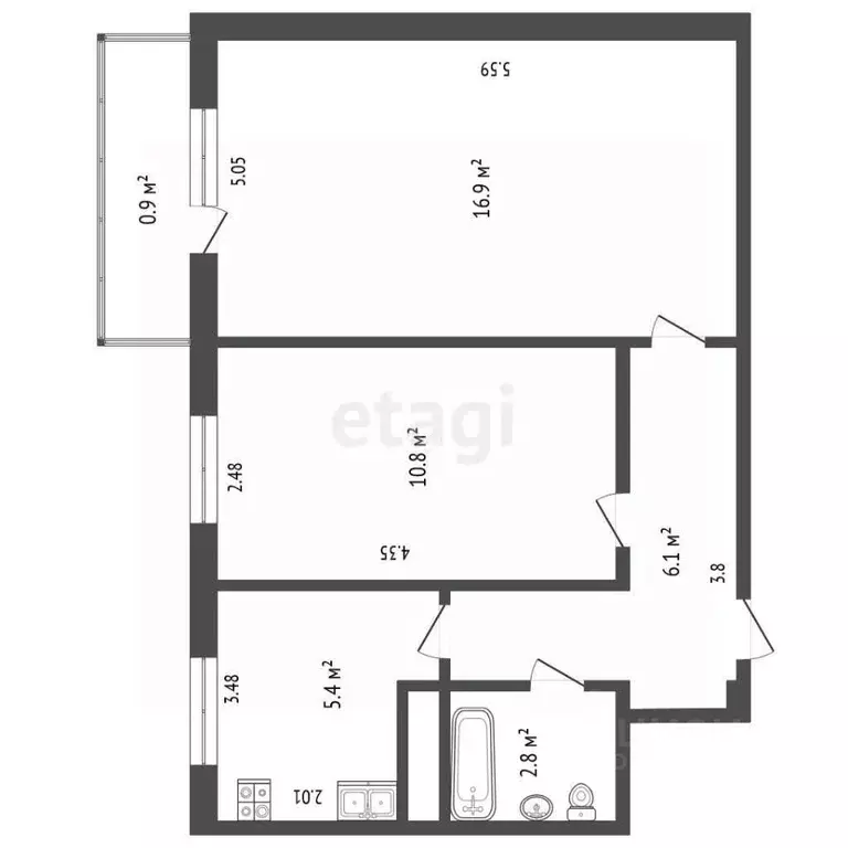 2-к кв. Псковская область, Печоры Заводская ул., 3б (42.0 м) - Фото 2