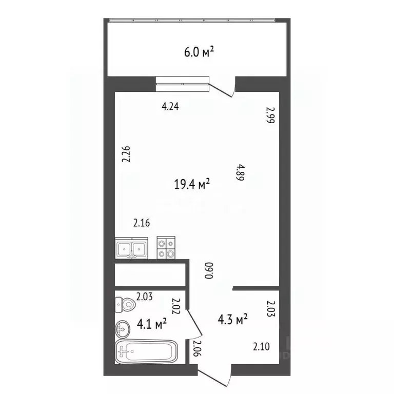 Студия Санкт-Петербург проезд Дизельный, 11к1 (33.8 м) - Фото 2