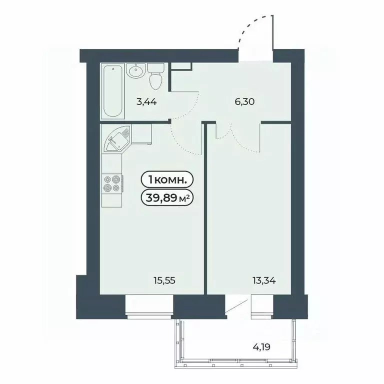 1-к кв. Красноярский край, Красноярск ул. Светлова, 25/1 (39.89 м) - Фото 1