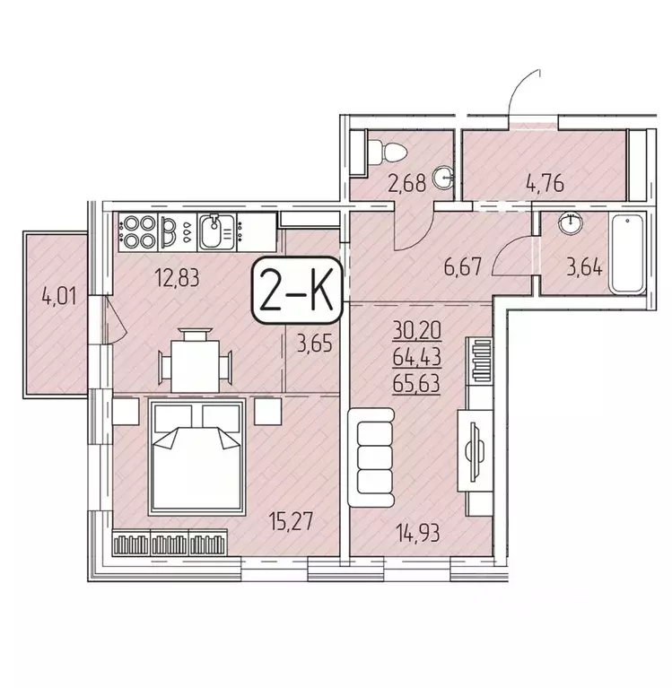 2-к кв. Бурятия, Улан-Удэ 140А мкр,  (65.63 м) - Фото 1