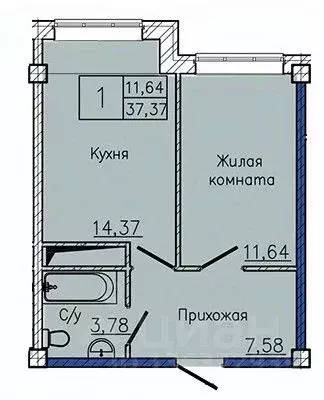 1-к кв. Ставропольский край, Пятигорск ул. Ермолова, 28А (38.63 м) - Фото 1