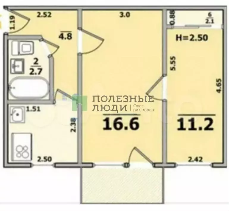 2-к. квартира, 45 м, 3/5 эт. - Фото 0