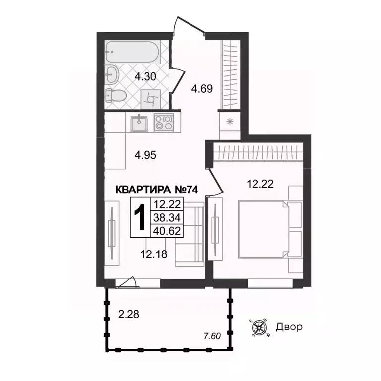 1-к кв. Владимирская область, Муром ул. 1-я Новослободская (40.62 м) - Фото 0