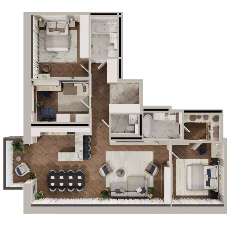 3-к квартира, 119.6 м - Фото 0