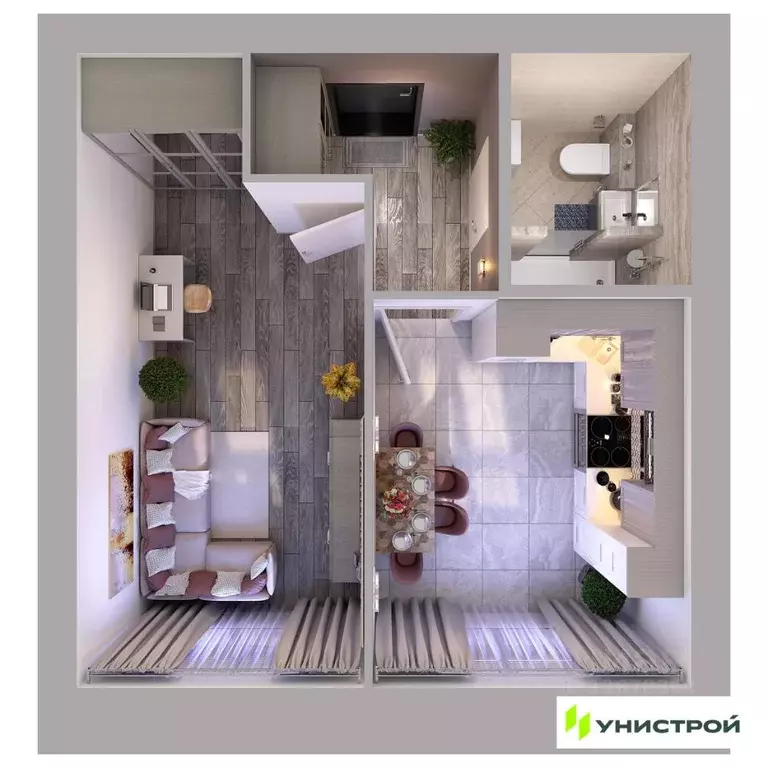 1-к кв. Татарстан, с. Высокая Гора ул. Вторая Ударная, 5 (34.65 м) - Фото 1