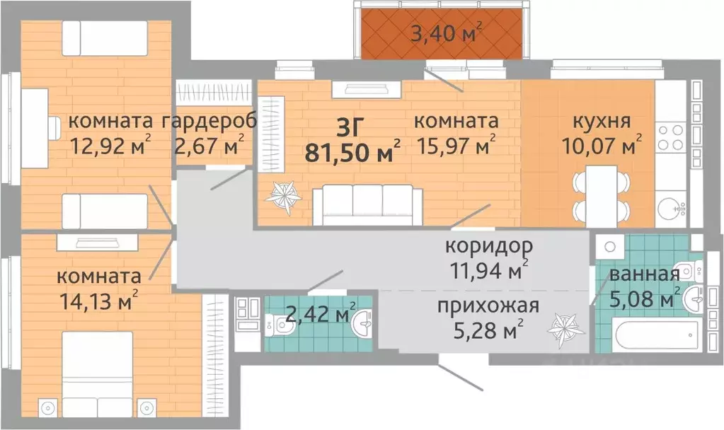 3-к кв. Свердловская область, Екатеринбург ул. Коперника, 33 (81.5 м) - Фото 0