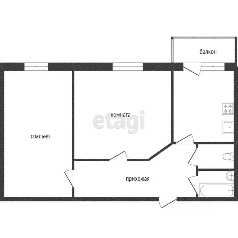 2-к кв. Ханты-Мансийский АО, Сургут ул. Крылова, 47/2 (48.7 м) - Фото 1