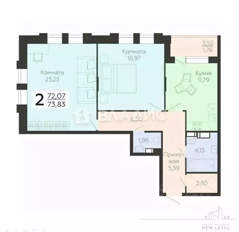 2-к кв. Воронежская область, Воронеж ул. Независимости, 78к3 (72.0 м) - Фото 2