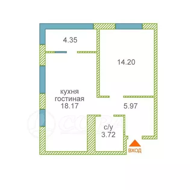 1-комнатная квартира: Тюмень, улица Павла Никольского, 4 (44.2 м) - Фото 1