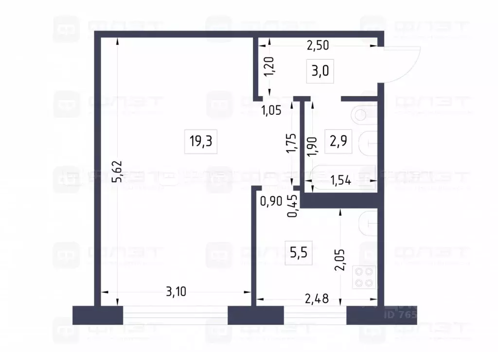 1-к кв. Татарстан, Казань ул. Нурсултана Назарбаева, 74 (31.0 м) - Фото 1