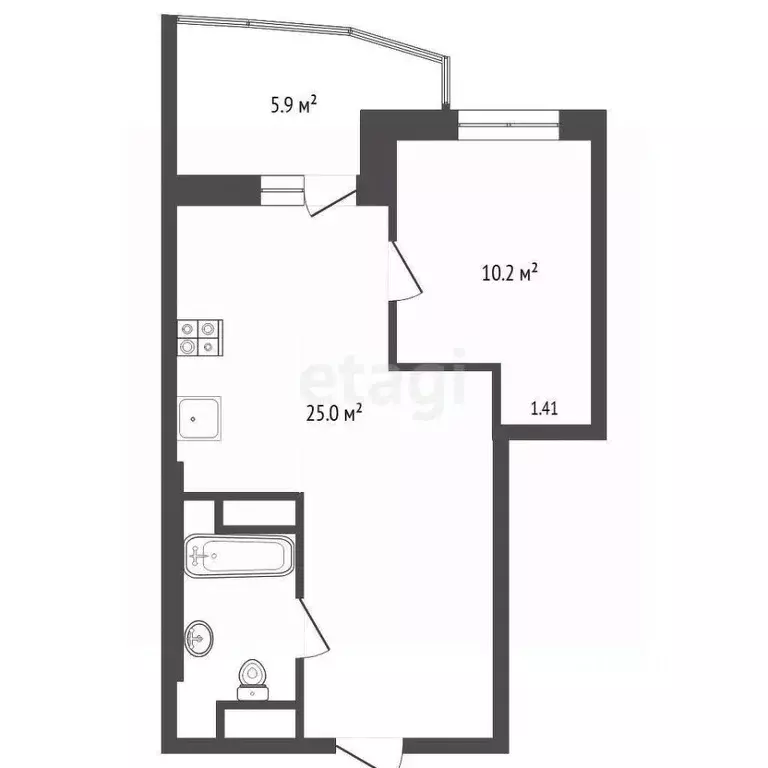 1-к кв. Тюменская область, Тюмень ул. Мельникайте, 2к12 (41.0 м) - Фото 2