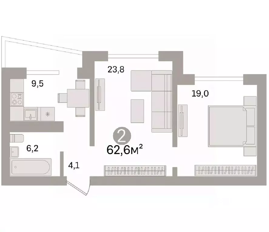 2-к кв. Тюменская область, Тюмень Кремлевская ул., 85к1 (62.6 м) - Фото 0