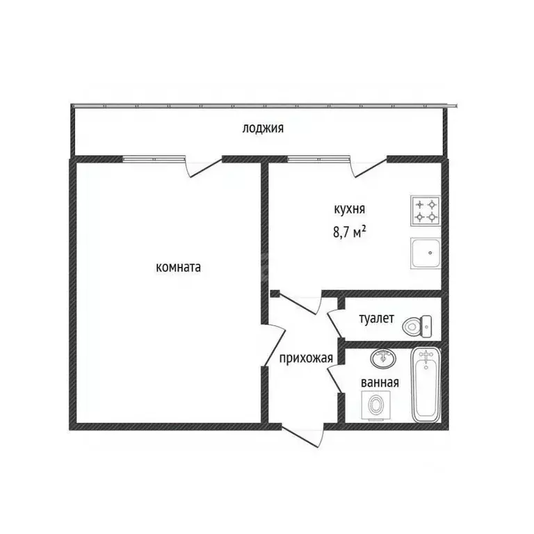 1-к кв. Белгородская область, Белгород ул. Есенина, 36 (33.8 м) - Фото 2