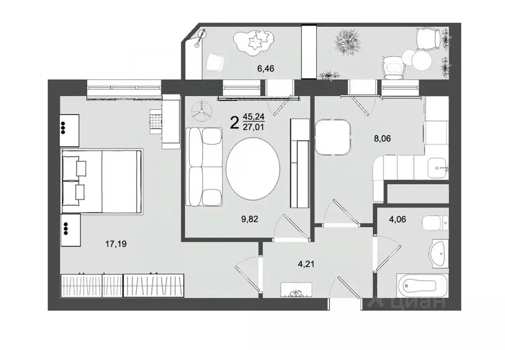 2-к кв. Московская область, Клин Майданово мкр,  (45.24 м) - Фото 0