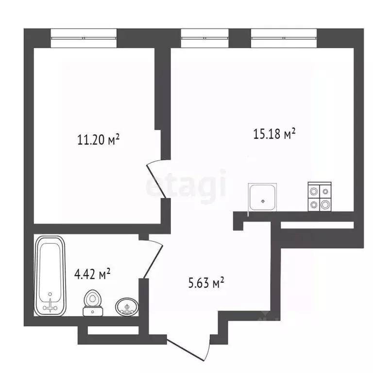 1-к кв. Тюменская область, Тюмень ул. Андрея Кореневского, 7 (36.5 м) - Фото 2