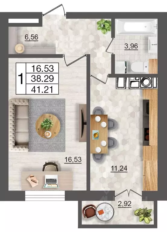 1-к кв. Смоленская область, Смоленск Максимум жилой комплекс (41.21 м) - Фото 1