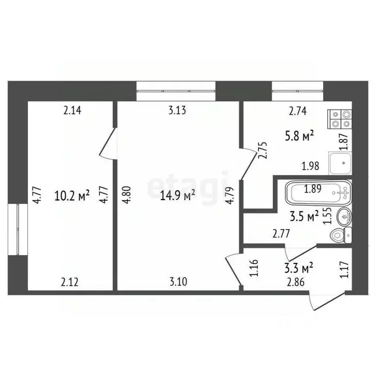 2-к кв. Тамбовская область, Тамбов Защитная ул., 31 (37.7 м) - Фото 2