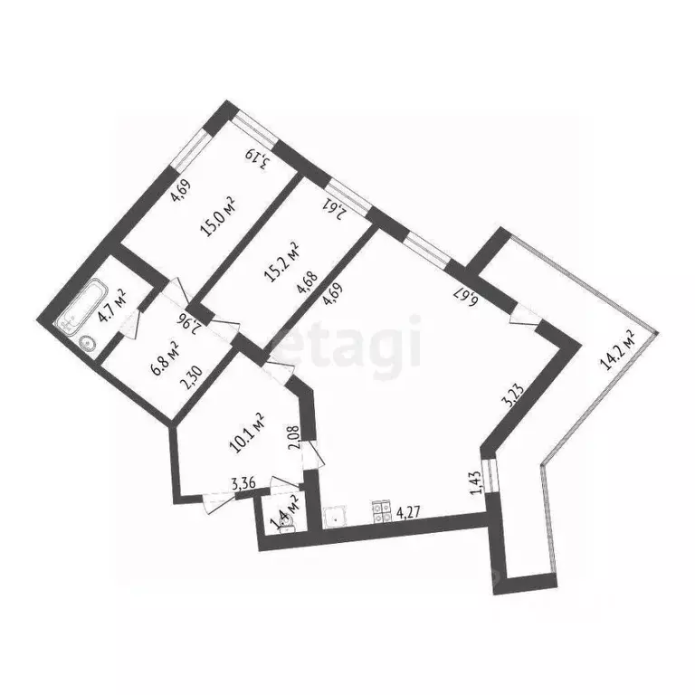 3-к кв. Тюменская область, Тюмень ул. Чернышевского, 2б (91.1 м) - Фото 1