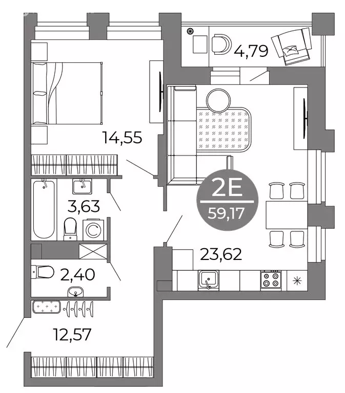 2-комнатная квартира: Воронеж, улица Кривошеина, 13/14 (59.17 м) - Фото 0