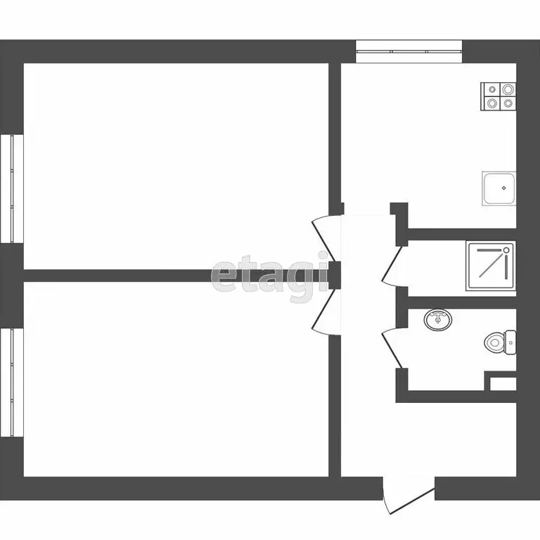2-комнатная квартира: Тюмень, улица Республики, 233 (35.9 м) - Фото 1