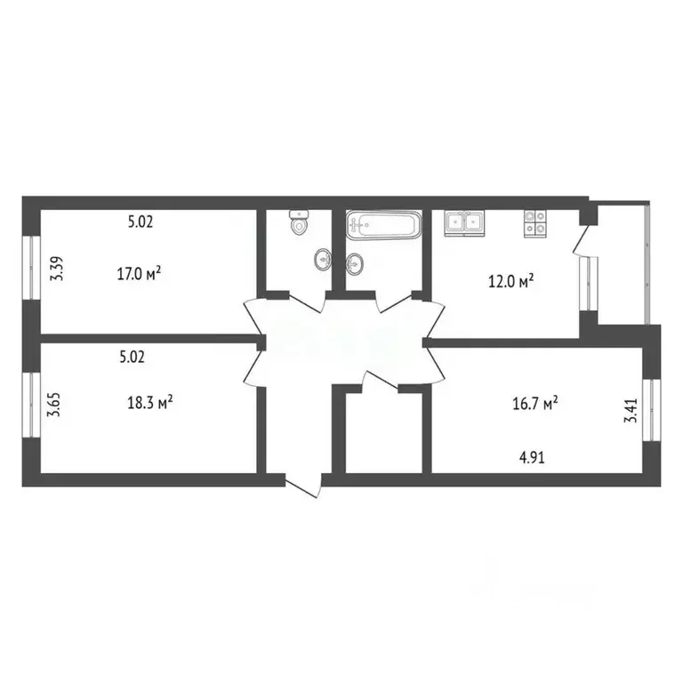3-к кв. Ярославская область, Ярославль ул. 1-я Веткинская, 3 (86.4 м) - Фото 0