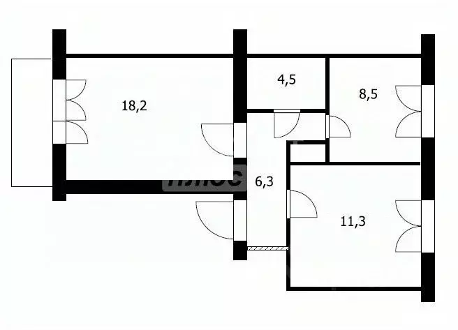2-к кв. Томская область, Северск ул. Строителей, 20 (49.4 м) - Фото 2
