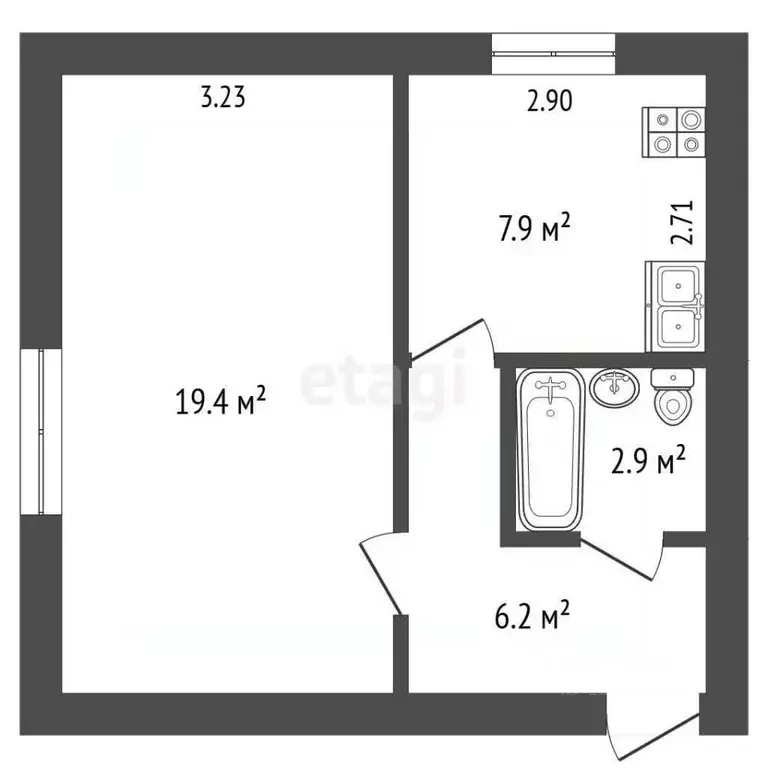 1-к кв. Псковская область, Печоры Псковская ул., 41 (37.5 м) - Фото 2