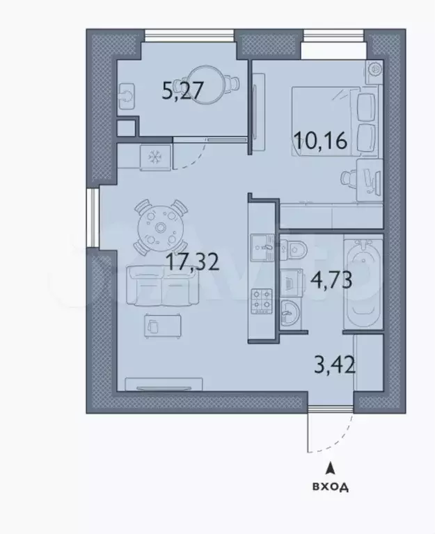 1-к. квартира, 40,9 м, 8/8 эт. - Фото 1