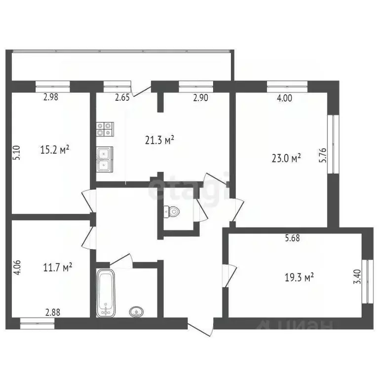 4-к кв. Ханты-Мансийский АО, Сургут Взлетный проезд, 2 (116.9 м) - Фото 1