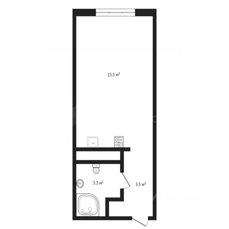 Студия Тюменская область, Тюмень Харьковская ул., 76 (22.0 м) - Фото 2