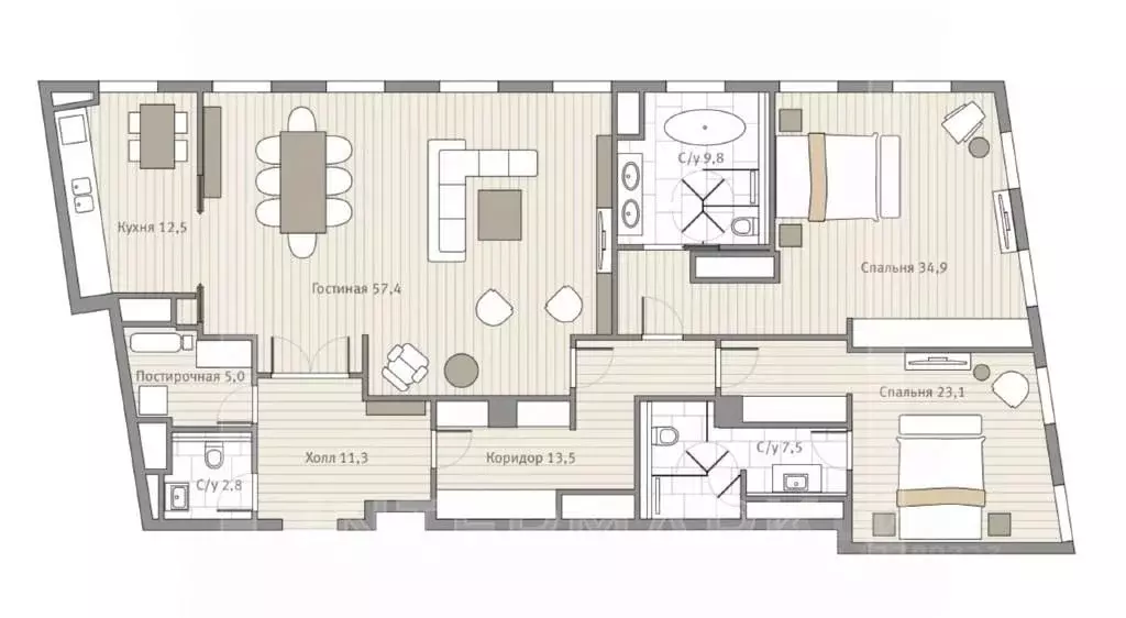 3-к кв. Москва Ленинградский просп., 36с31 (176.0 м) - Фото 1
