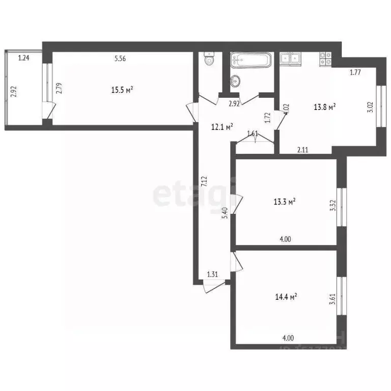 3-к кв. Ямало-Ненецкий АО, Пуровский район, Уренгой пгт, 5-й мкр 18А ... - Фото 2