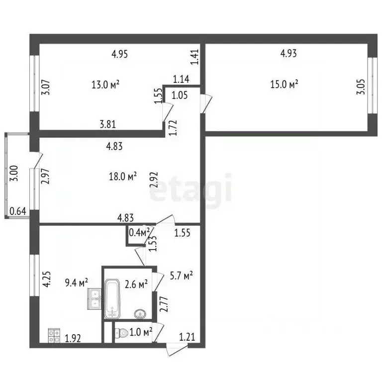 3-к кв. Санкт-Петербург просп. Солидарности, 3К1 (65.2 м) - Фото 1
