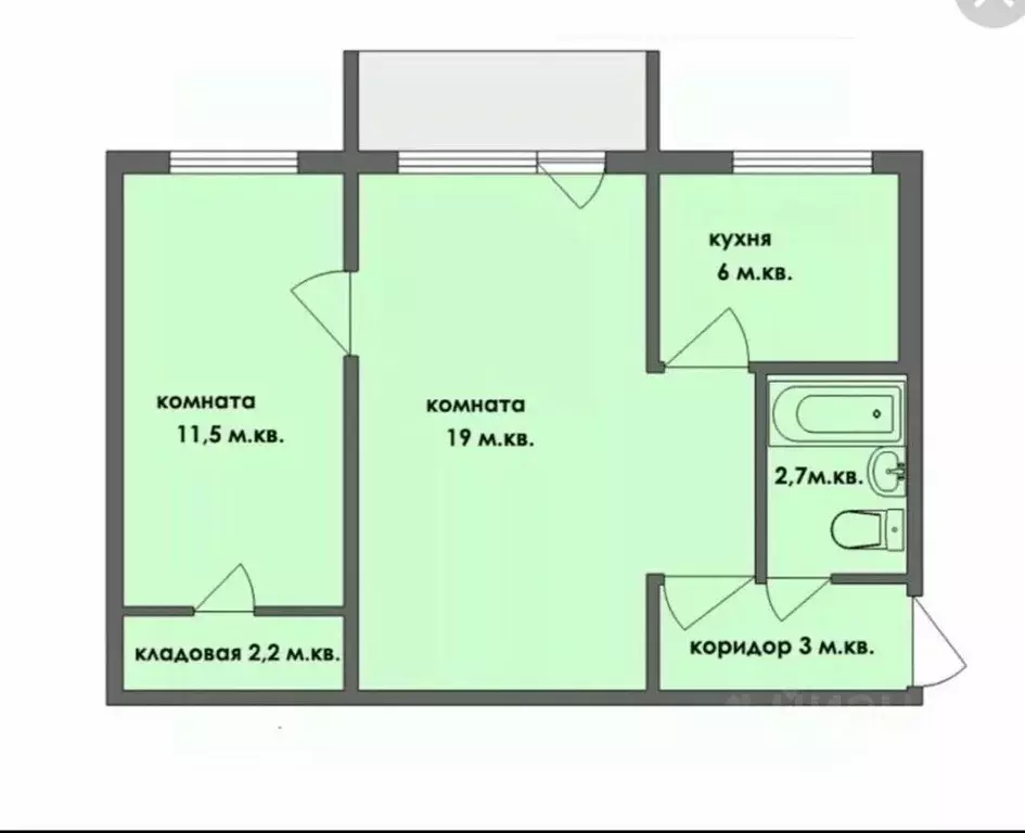 2-к кв. Башкортостан, Стерлитамак ул. Дружбы, 32А (47.5 м) - Фото 2