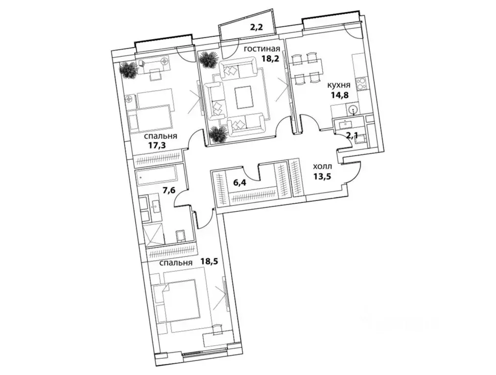 3-к кв. Москва Кинематографический кв-л, Событие жилой комплекс (99.2 ... - Фото 1