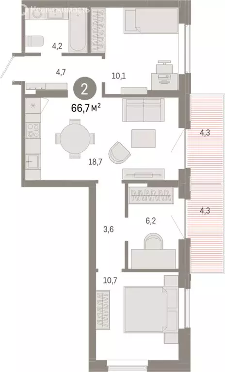 3-комнатная квартира: Омск, Кировский округ (66.66 м) - Фото 1