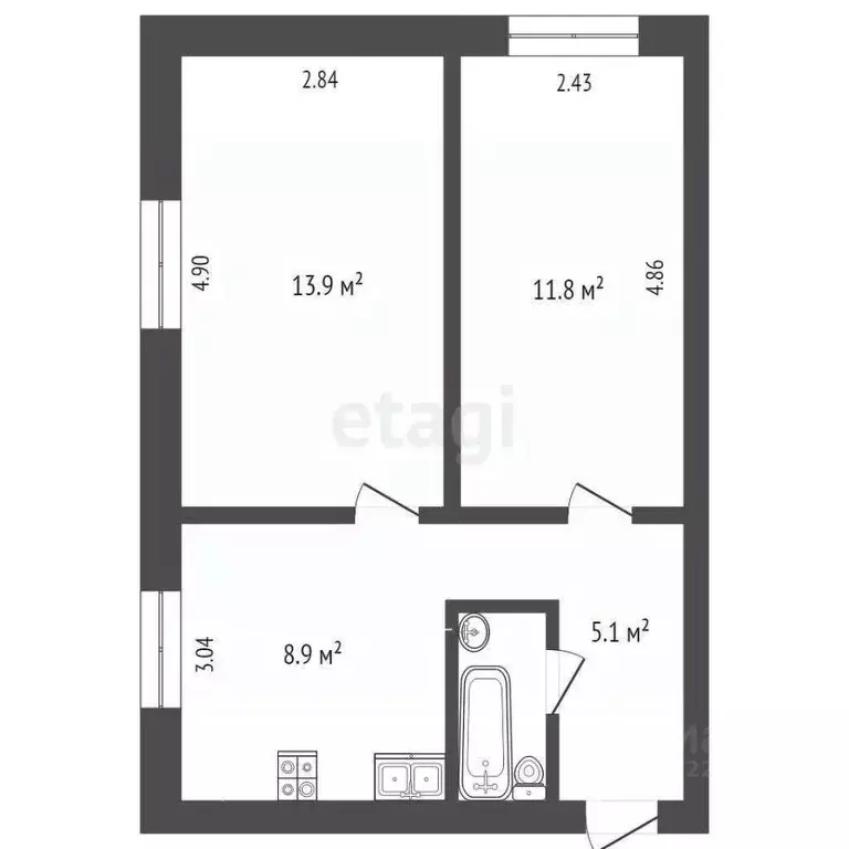 2-к кв. Вологодская область, Вожега рп ул. Октябрьская, 50Б (41.5 м) - Фото 1