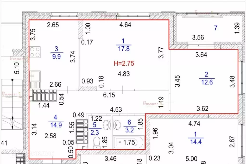 Продаётся 2-к квартира, 61 м - Фото 1