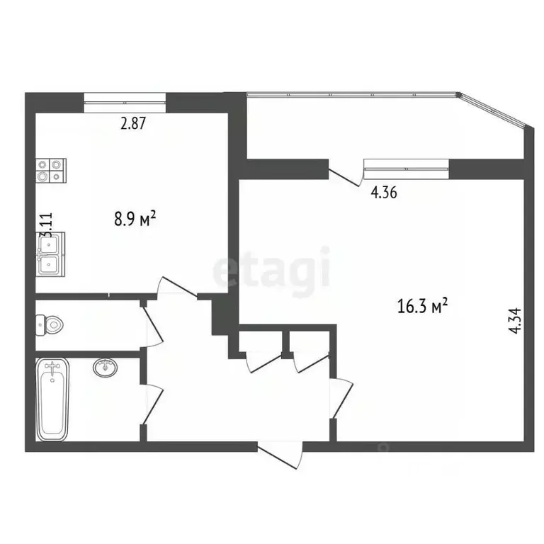 1-к кв. Пермский край, Пермь ул. Свободы, 15 (34.9 м) - Фото 1