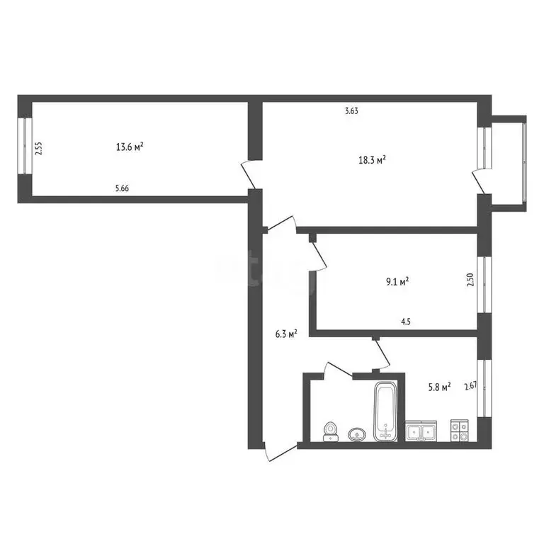 3-комнатная квартира: Елизово, микрорайон Заречный, улица Попова, 22 ... - Фото 1