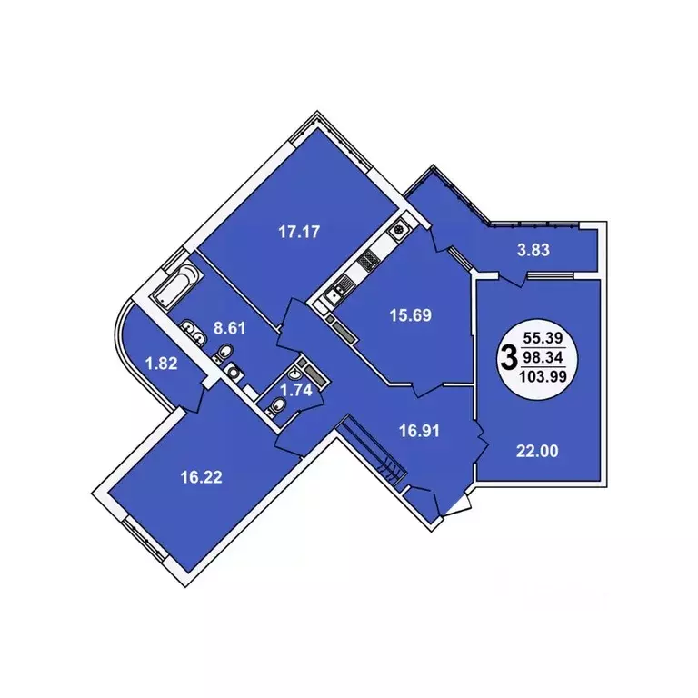 3-к кв. Краснодарский край, Краснодар ул. Шоссе Нефтяников, 18к3 ... - Фото 1