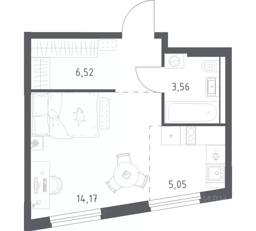 1-к кв. Башкортостан, Уфа ул. Минигали Губайдуллина, 8к9 (29.3 м) - Фото 1