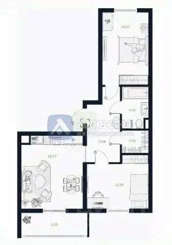 2-к кв. Тюменская область, Тюменский муниципальный округ, Винзили рп ... - Фото 2