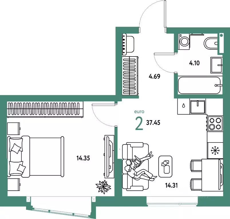 2-к кв. Московская область, Мытищи Страна.Парковая жилой комплекс ... - Фото 0
