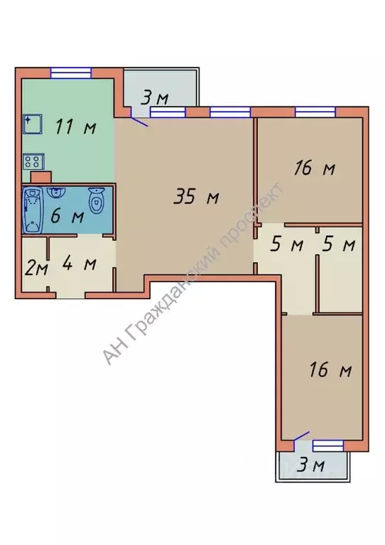 Свободной планировки кв. Ленинградская область, Шлиссельбург Кировский ... - Фото 1