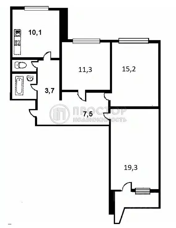 3-к кв. Москва Старокачаловская ул., 3К3 (46.0 м) - Фото 2