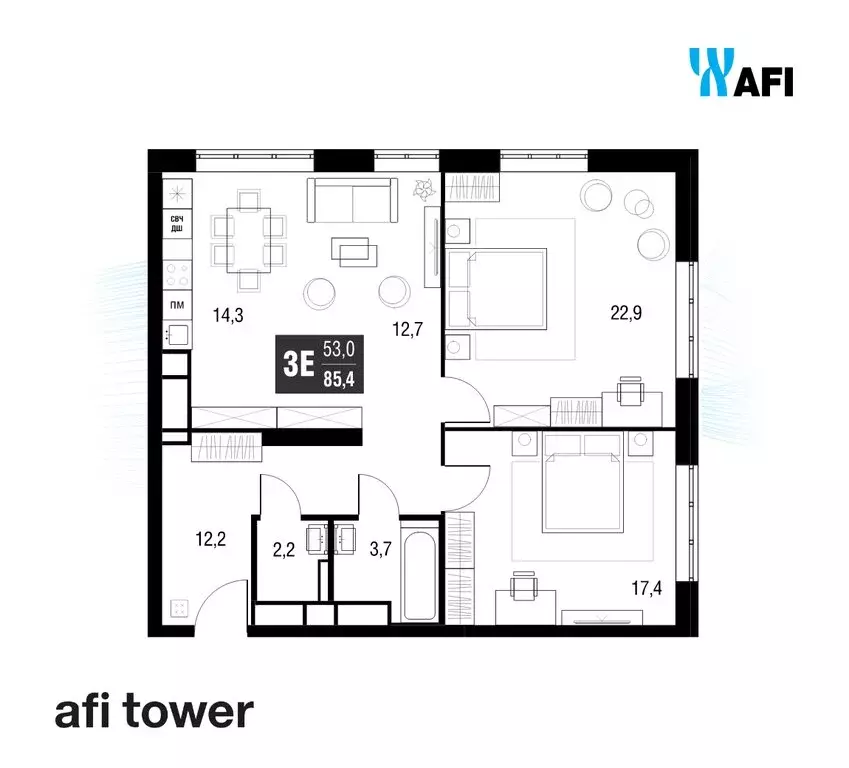 3-комнатная квартира: Москва, проезд Серебрякова, 11к2 (85.3 м) - Фото 1