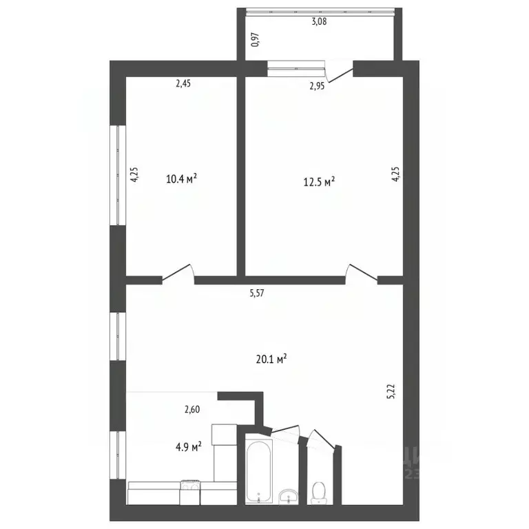 3-к кв. Ставропольский край, Ставрополь ул. Доваторцев, 41/2 (59.8 м) - Фото 2
